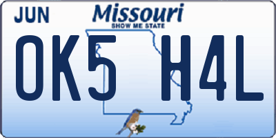 MO license plate OK5H4L