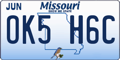 MO license plate OK5H6C