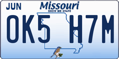 MO license plate OK5H7M