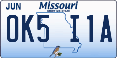 MO license plate OK5I1A