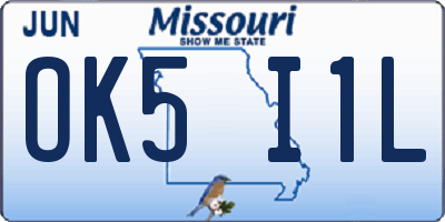 MO license plate OK5I1L