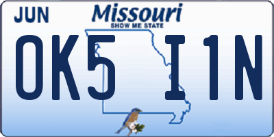 MO license plate OK5I1N