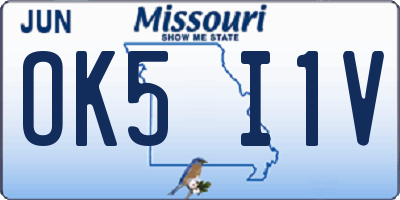 MO license plate OK5I1V