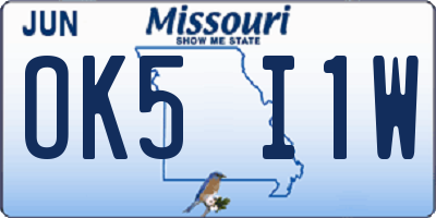 MO license plate OK5I1W