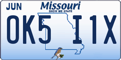 MO license plate OK5I1X
