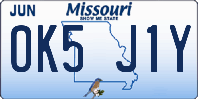 MO license plate OK5J1Y