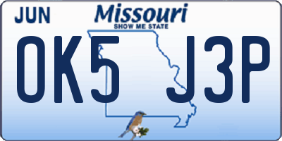 MO license plate OK5J3P