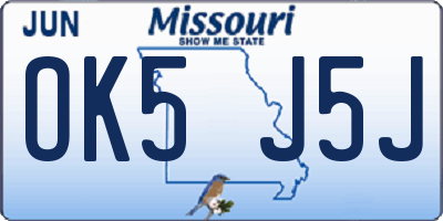 MO license plate OK5J5J