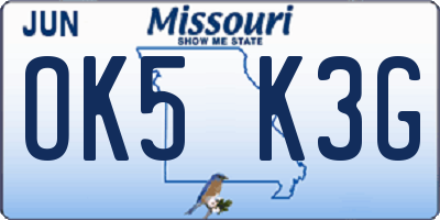 MO license plate OK5K3G