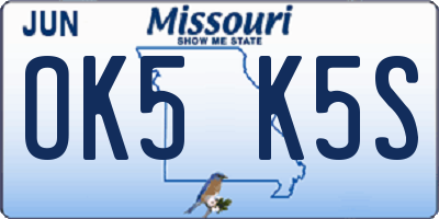 MO license plate OK5K5S