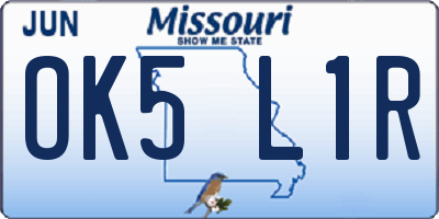 MO license plate OK5L1R