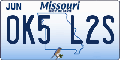 MO license plate OK5L2S