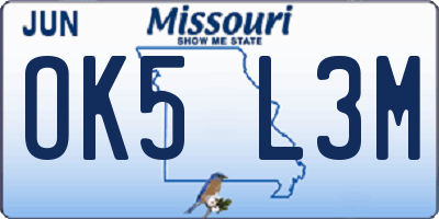 MO license plate OK5L3M