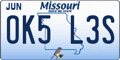 MO license plate OK5L3S
