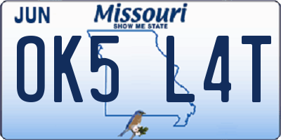 MO license plate OK5L4T