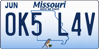MO license plate OK5L4V