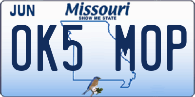 MO license plate OK5M0P