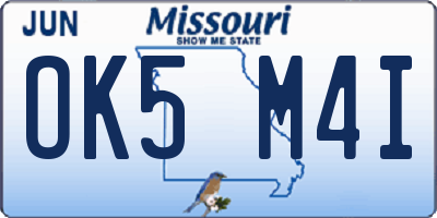 MO license plate OK5M4I