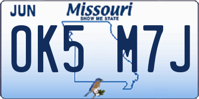 MO license plate OK5M7J