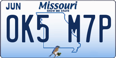 MO license plate OK5M7P