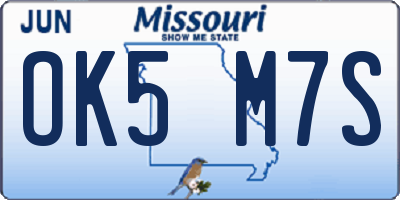 MO license plate OK5M7S