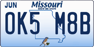 MO license plate OK5M8B