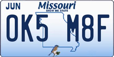 MO license plate OK5M8F