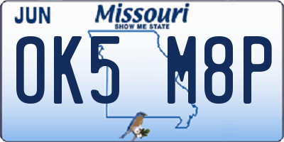 MO license plate OK5M8P