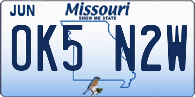 MO license plate OK5N2W