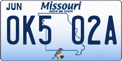 MO license plate OK5O2A