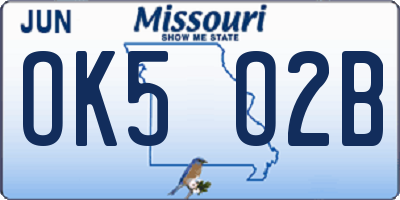 MO license plate OK5O2B