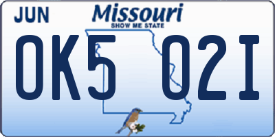MO license plate OK5O2I