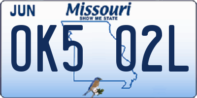 MO license plate OK5O2L
