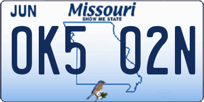 MO license plate OK5O2N