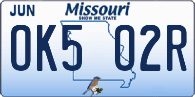 MO license plate OK5O2R