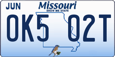 MO license plate OK5O2T