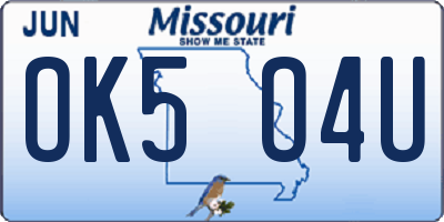MO license plate OK5O4U