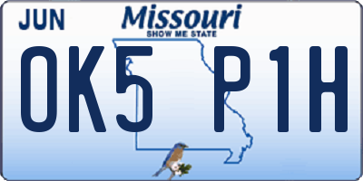 MO license plate OK5P1H