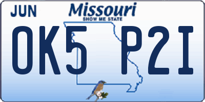MO license plate OK5P2I