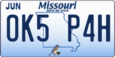 MO license plate OK5P4H