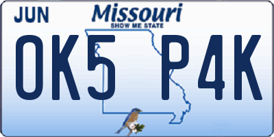 MO license plate OK5P4K