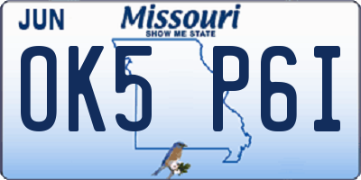 MO license plate OK5P6I