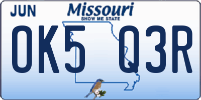 MO license plate OK5Q3R