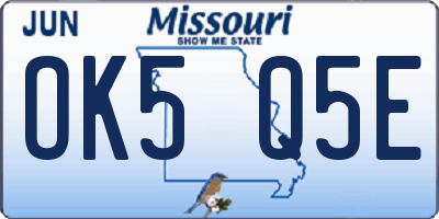 MO license plate OK5Q5E
