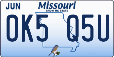 MO license plate OK5Q5U