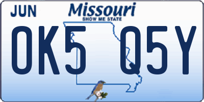 MO license plate OK5Q5Y