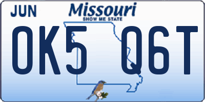 MO license plate OK5Q6T