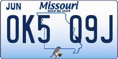 MO license plate OK5Q9J