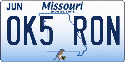 MO license plate OK5R0N