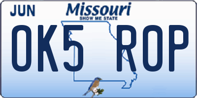 MO license plate OK5R0P